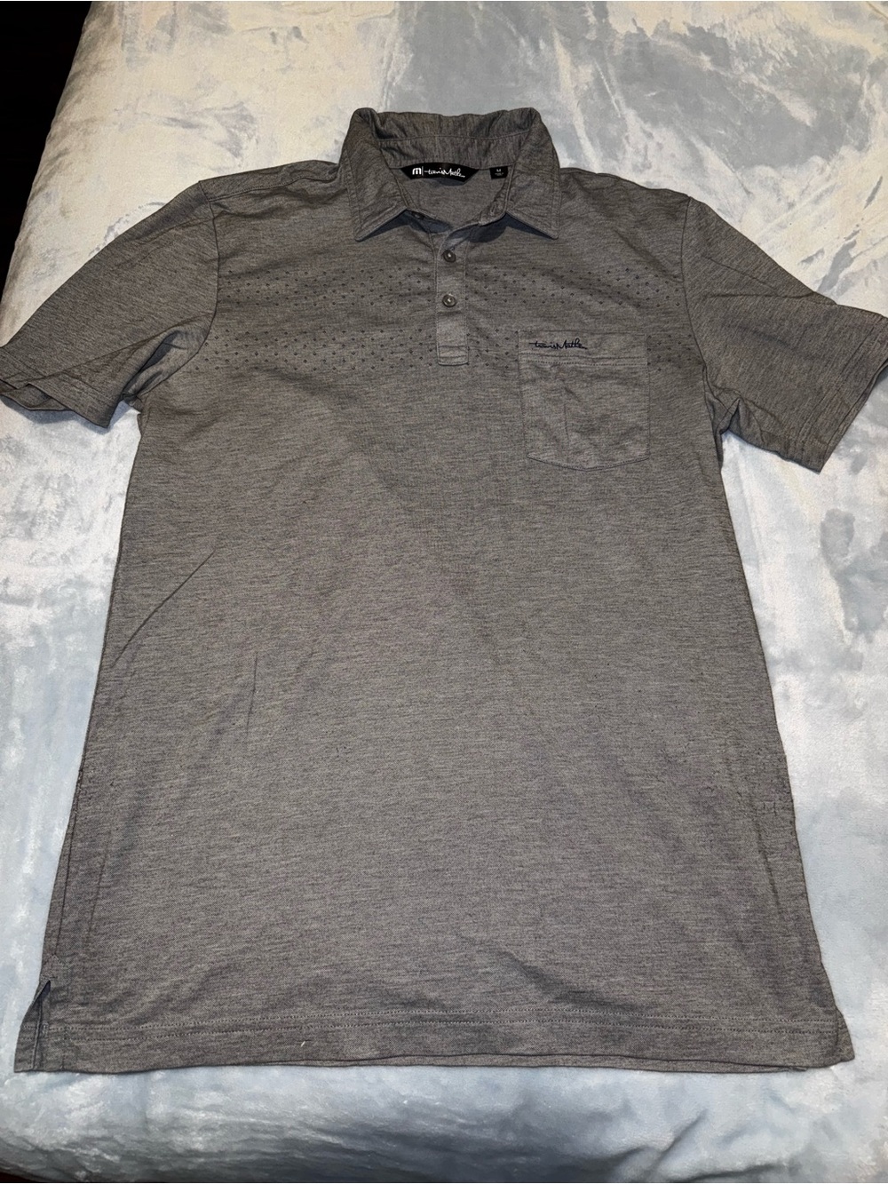 Travis Mathew Men's Heather Gray Short-Sleeve Polo
